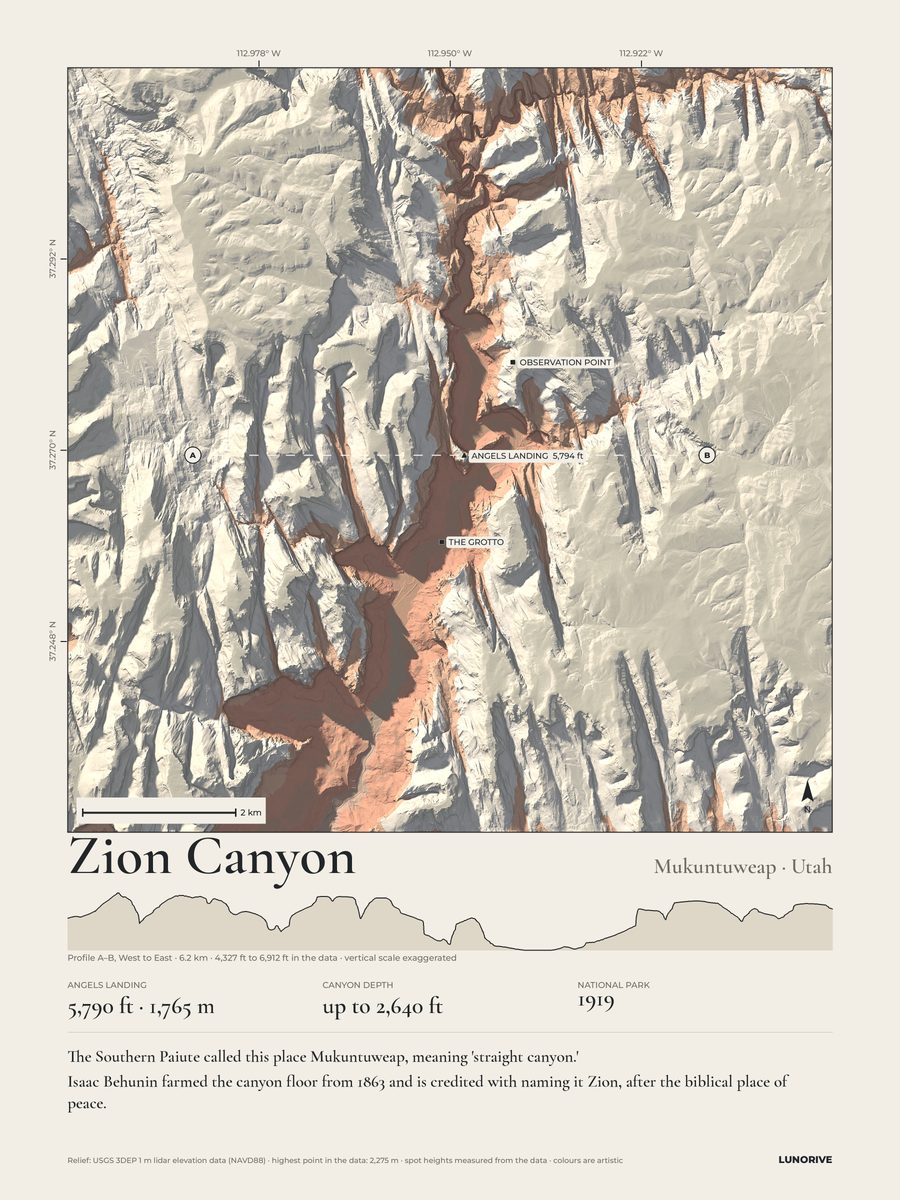 Zion Canyon, Utah: Measured Mountains print